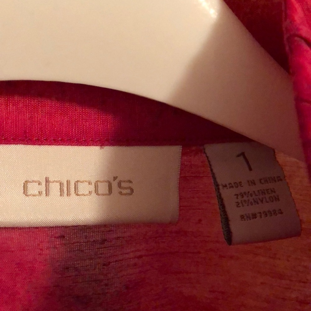 🌦Chico’s (SZ1 S) Red Linen & Nylon Jacket🌦 - Picture 3 of 6